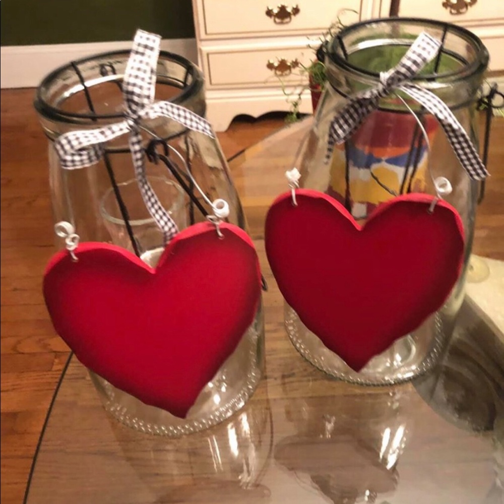2 Tall Glass Jars - holds votives